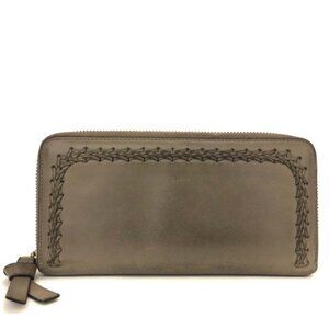 Chloe Logo Hudson Leather Zip Around Long Wallet Gray/2BJ1707